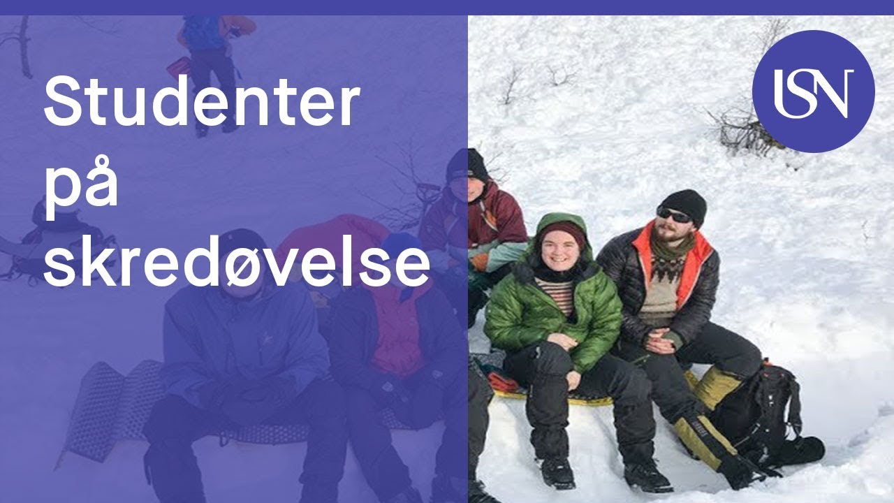Friluftslivstudenter på skredøvelse på Lifjell