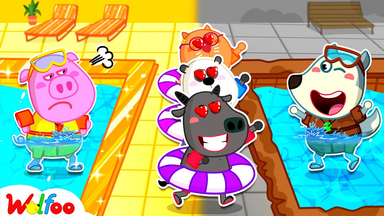 Poor Popular vs Rich Unpopular Swimming Pool 😍 Fun Playtime with Wolfoo | Wolfoo Channel