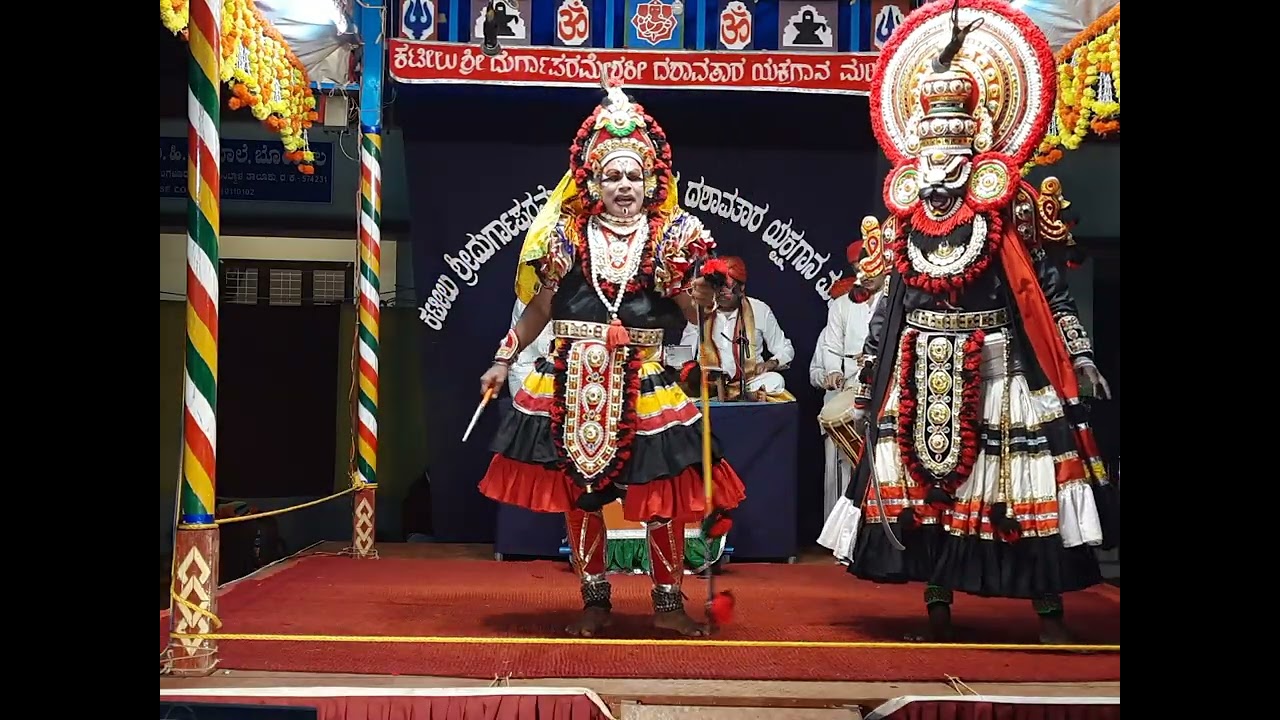 ಘಟೋತ್ಕಜ-ಆಲಂಬುಸ-ಬಣ್ಣದ ವೇಷಗಳ ವೈಭವ-#ಪುಂಡಿಕಾಯಿ ಗೋಪಣ್ಣನವರ ಕಪ್ಪುಮೂರು ಶೃತಿಯ ಪದ್ಯಕ್ಕೆ-#ಮುರಾರಿಅಣ್ಣನ ಚೆಂಡೆ