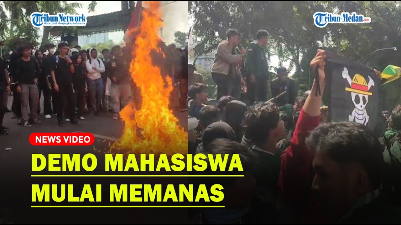 MAHASISWA Mulai Bakar Ban di DPRD Sumut