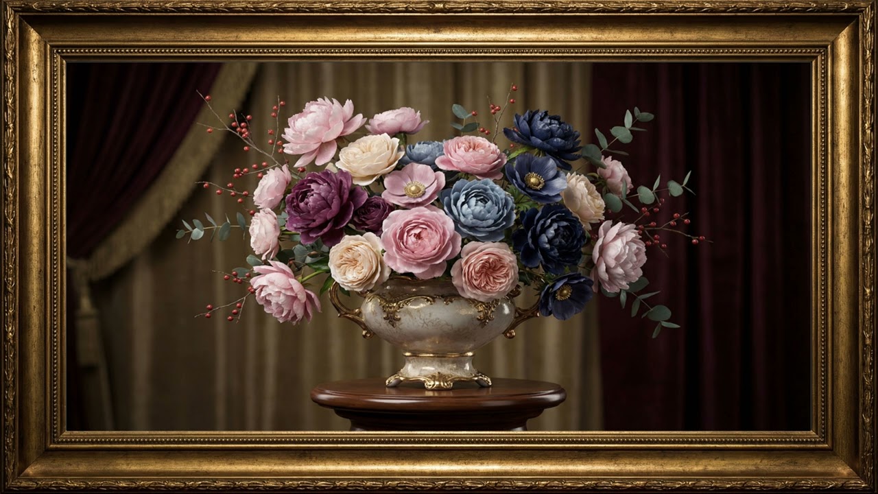 Romantic Luxury Floral Wall Art  Classic Peony Bouquet in 3D Realism