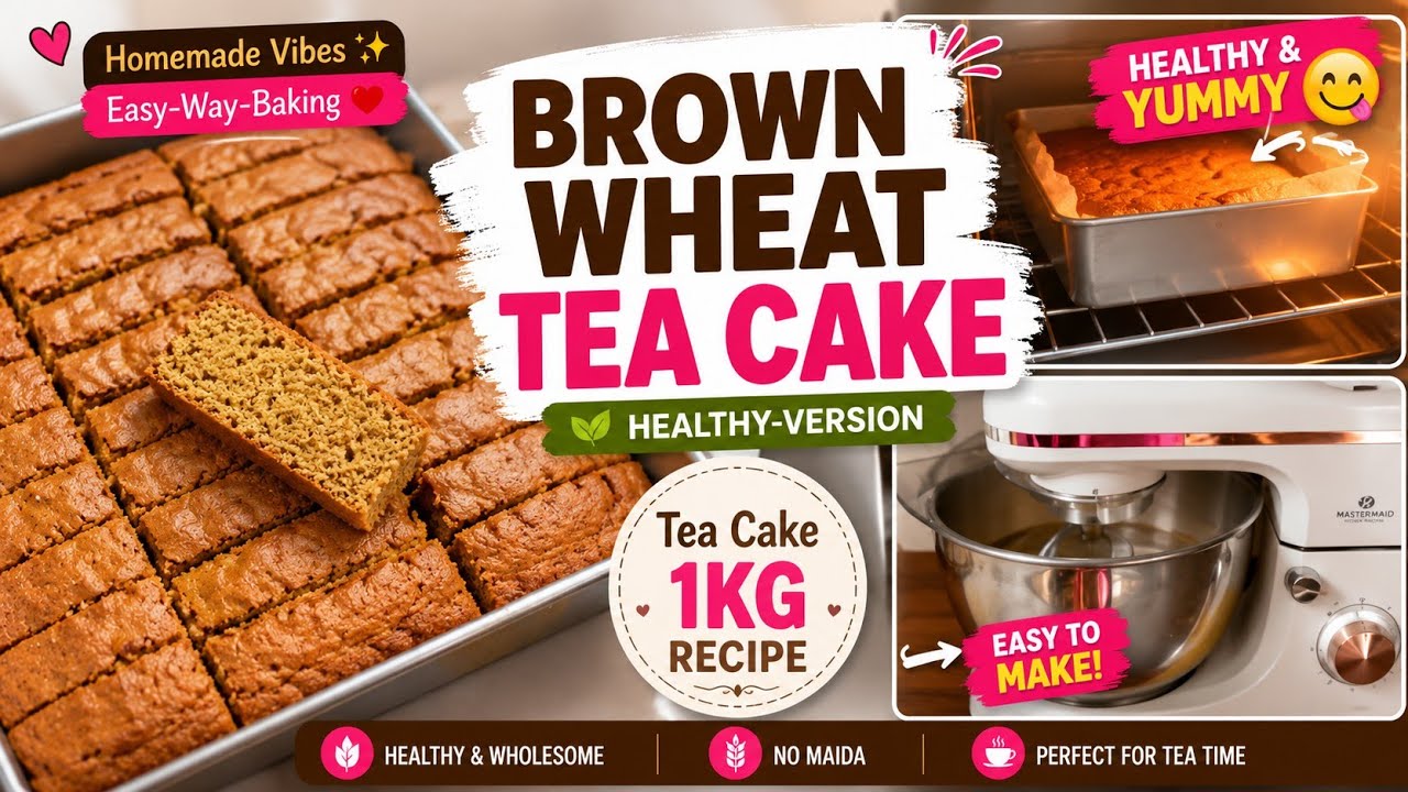 💥 Brown‼️Wheat Tea Cake 🤤 Healthy ✅ Tasty 💯 Easy Way 👉 TIPS & TRICKS ✅ @Homemade-Vibes-1624 #TEACAKE