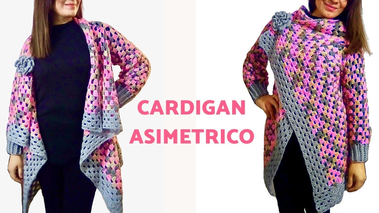 CARDIGAN ASIMETRICO  PARA DAMA TEJIDO A CROCHET PASO A PASO