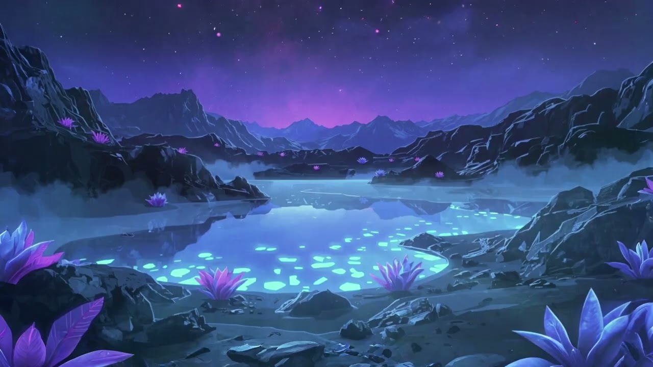 Bioluminescent Oasis: Alien Lake Soundscape | Deep Space Ambience for Sleep & Focus