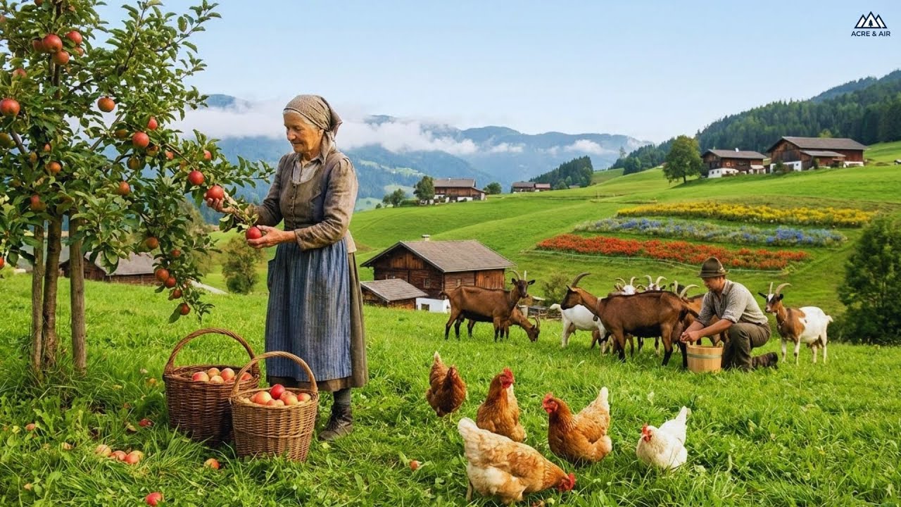 Peaceful Mountain Farm Life - Daily Harvesting & Gentle Animal Care