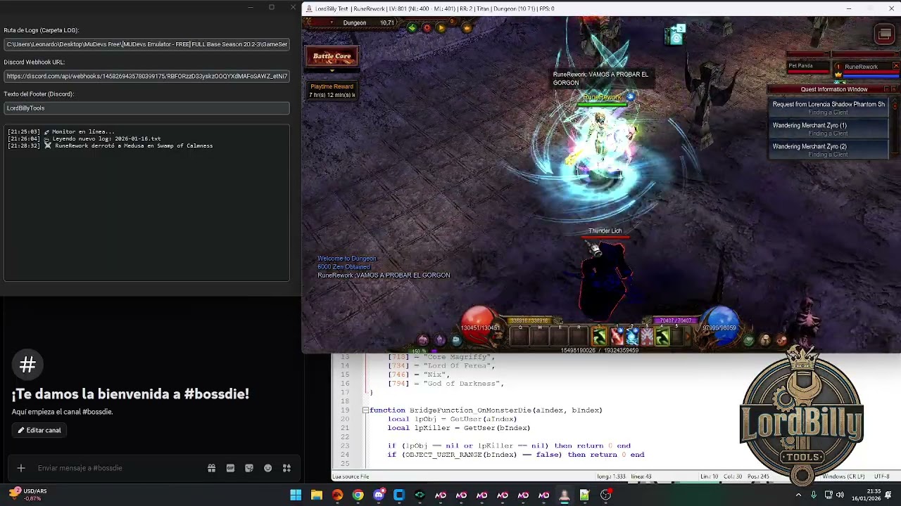 Monster Boos Die - Discord Notification - API + LUA