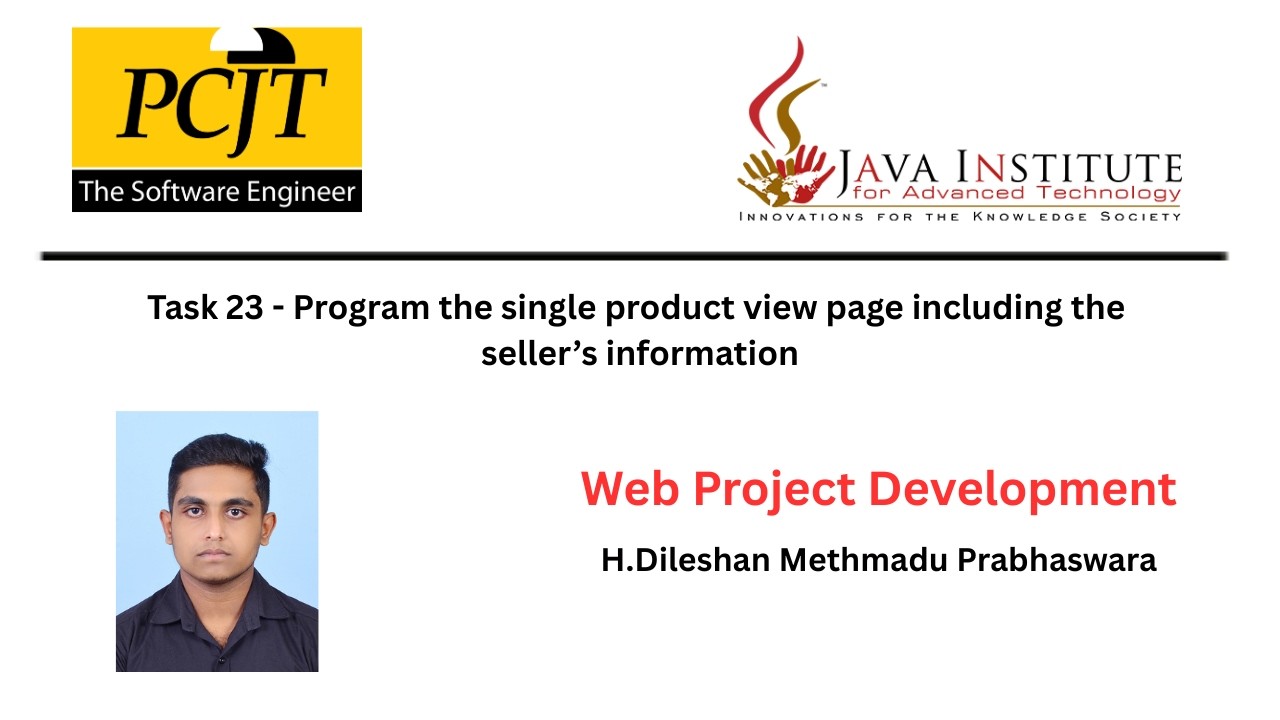 Program the single product view page including the seller’s information