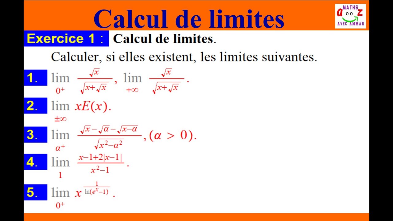 Analyse 1: Exercice corrig&eacute; sur les limites