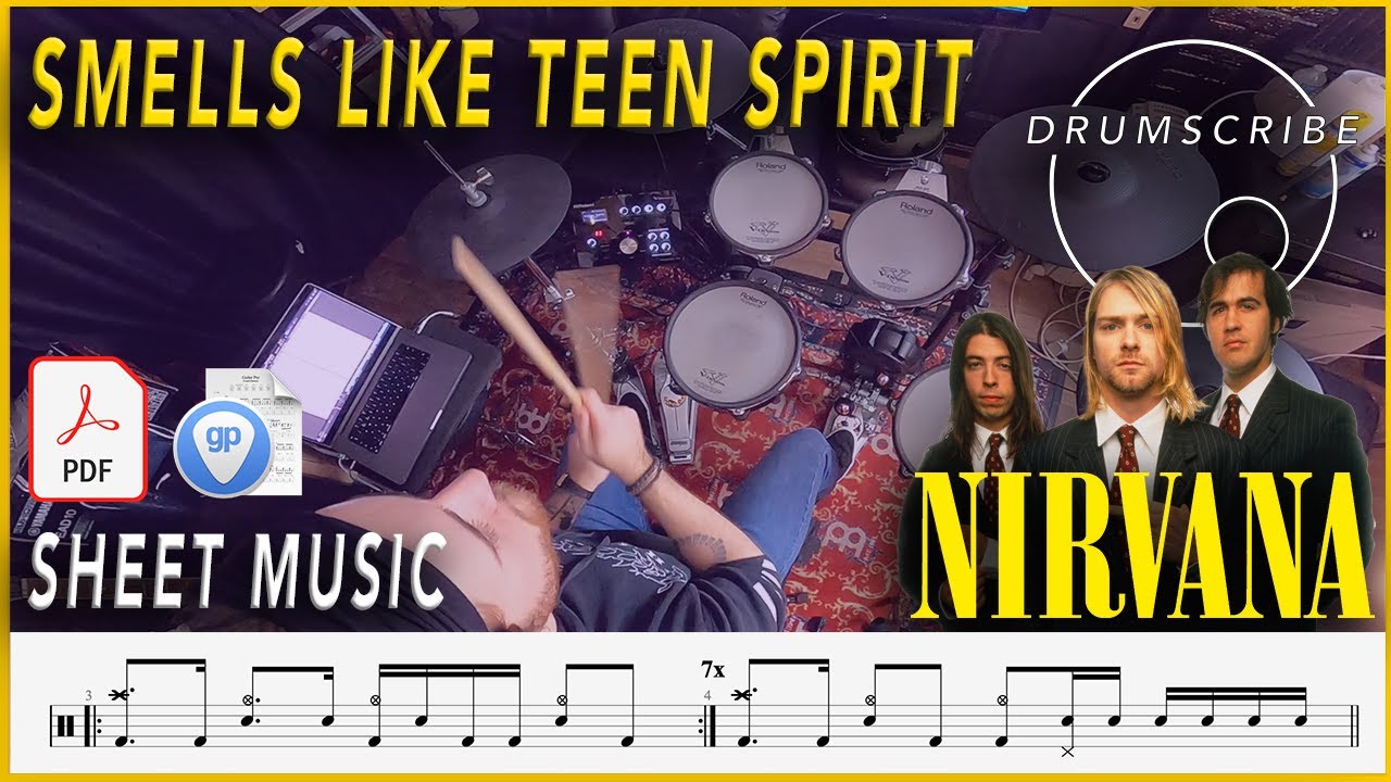 Smells Like Teen Spirit - Nirvana | DRUM SCORE Sheet Music | #12 DRUMSCRIBE