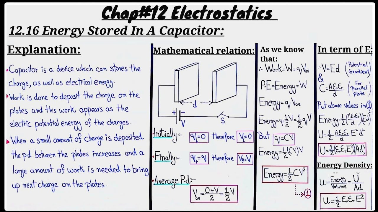 12.16 Energy Stored In A Capacitor