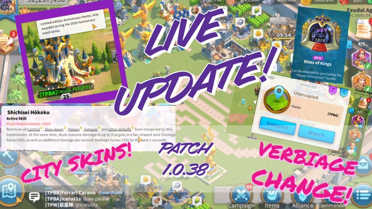 Update 1.0.38 - Description Changes - New City Themes - New Commander! - Rise Of Kingdoms - RoK