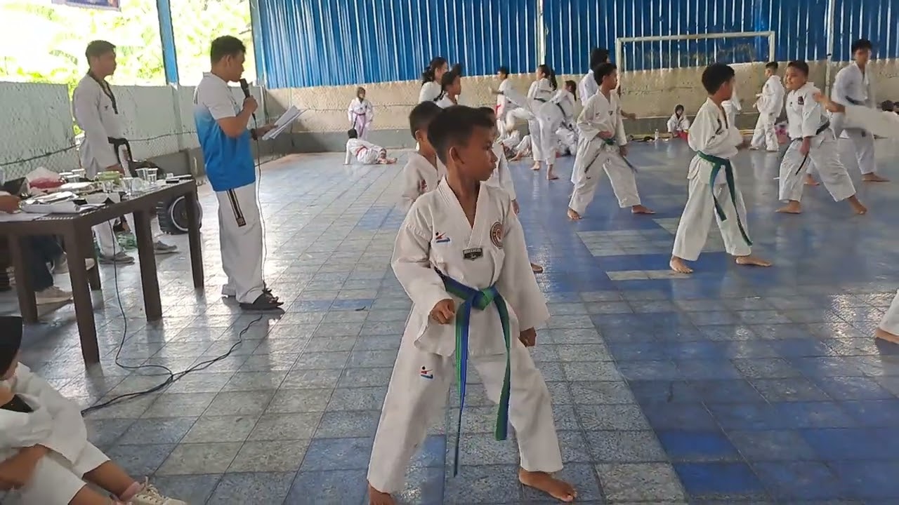 UKT Taekwondo Sabuk Hijau Strip Biru ke Sabuk Biru.