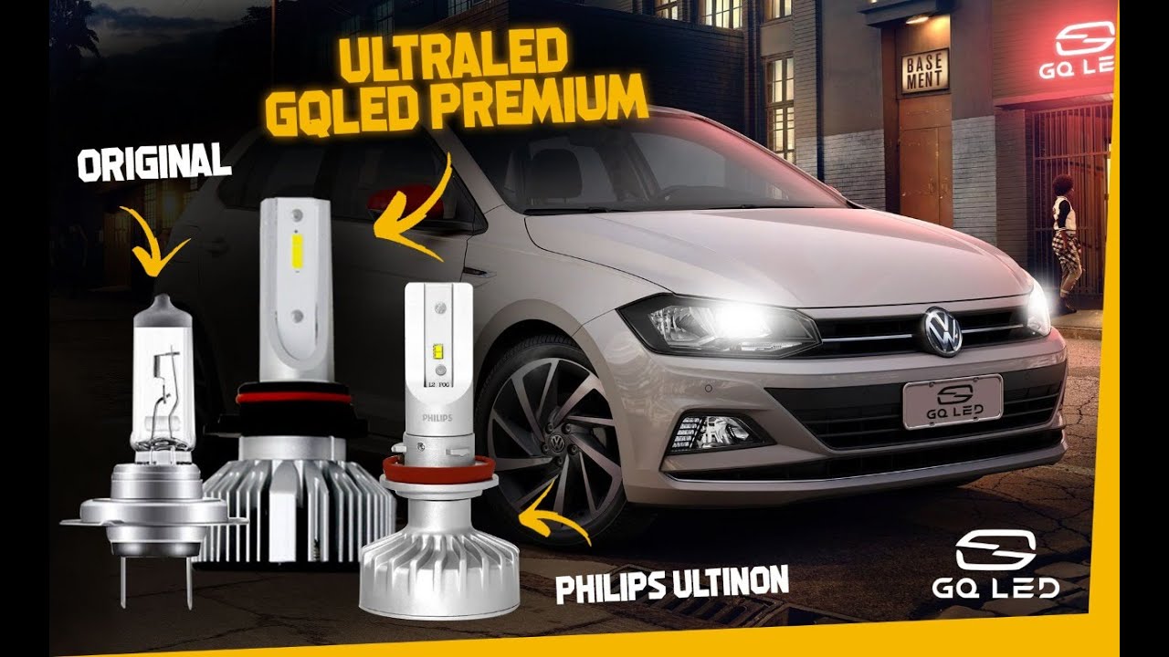 COMPARATIVO - Original x Philips Ultinon x UltraLED GQLED Premium - Novo Polo H7 SEM PROJETOR