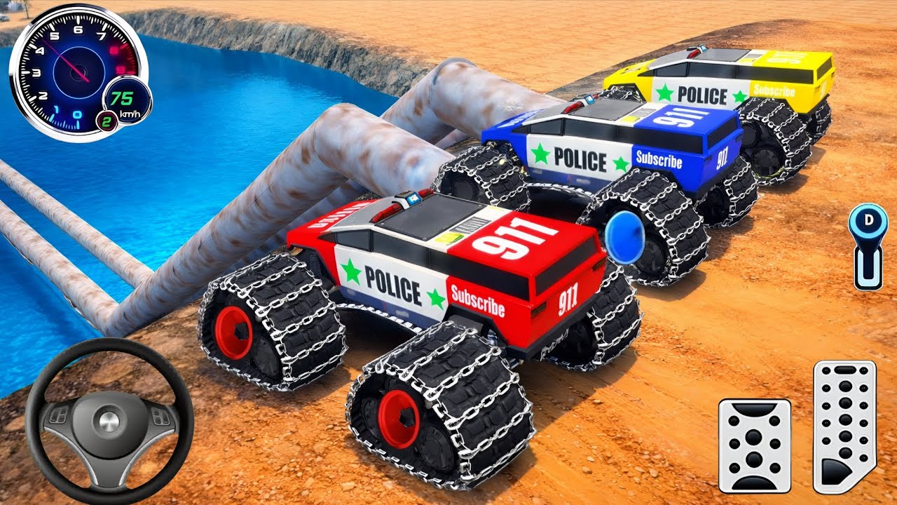 Juegos De Carros - Police Monster Truck Impossible Driver #8- US Car Stunts Racing Android Gameplay