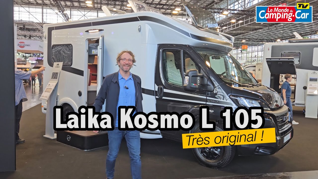 Laika Kosmo L 105 : un camping-car très original, compact à lits jumeaux de pavillon, et familial !