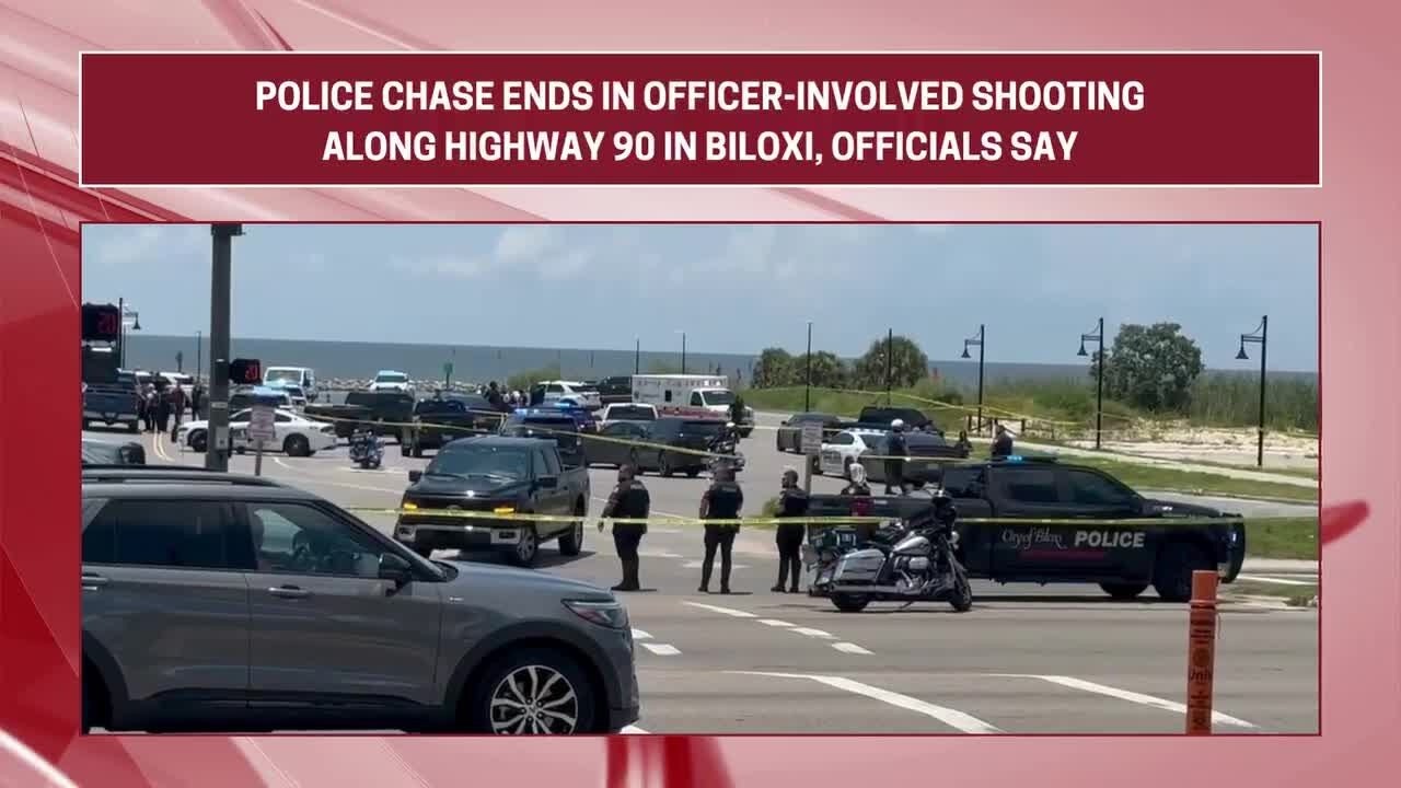 Police chase ends in officer-involved shooting along Highway 90 in Biloxi, officials say