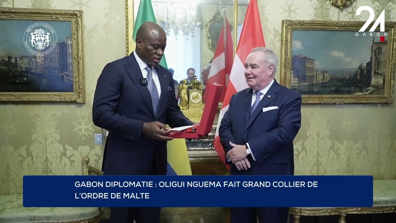 GABON DIPLOMATIE : OLIGUI NGUEMA FAIT GRAND COLLIER DE L’ORDRE DE MALTE