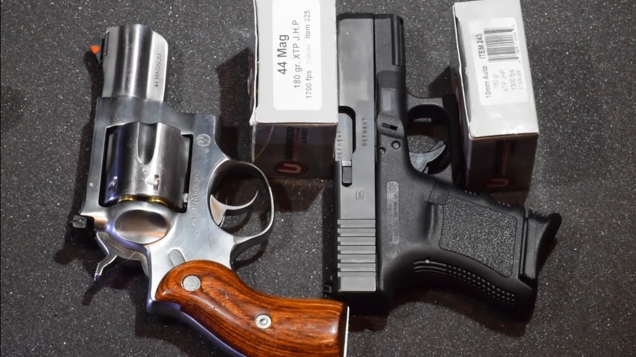 10mm vs. 44 Magnum for Alaska City Carry Underwood 180 gr XTP JHP Glock 29 vs. Ruger Redhawk 2.5
