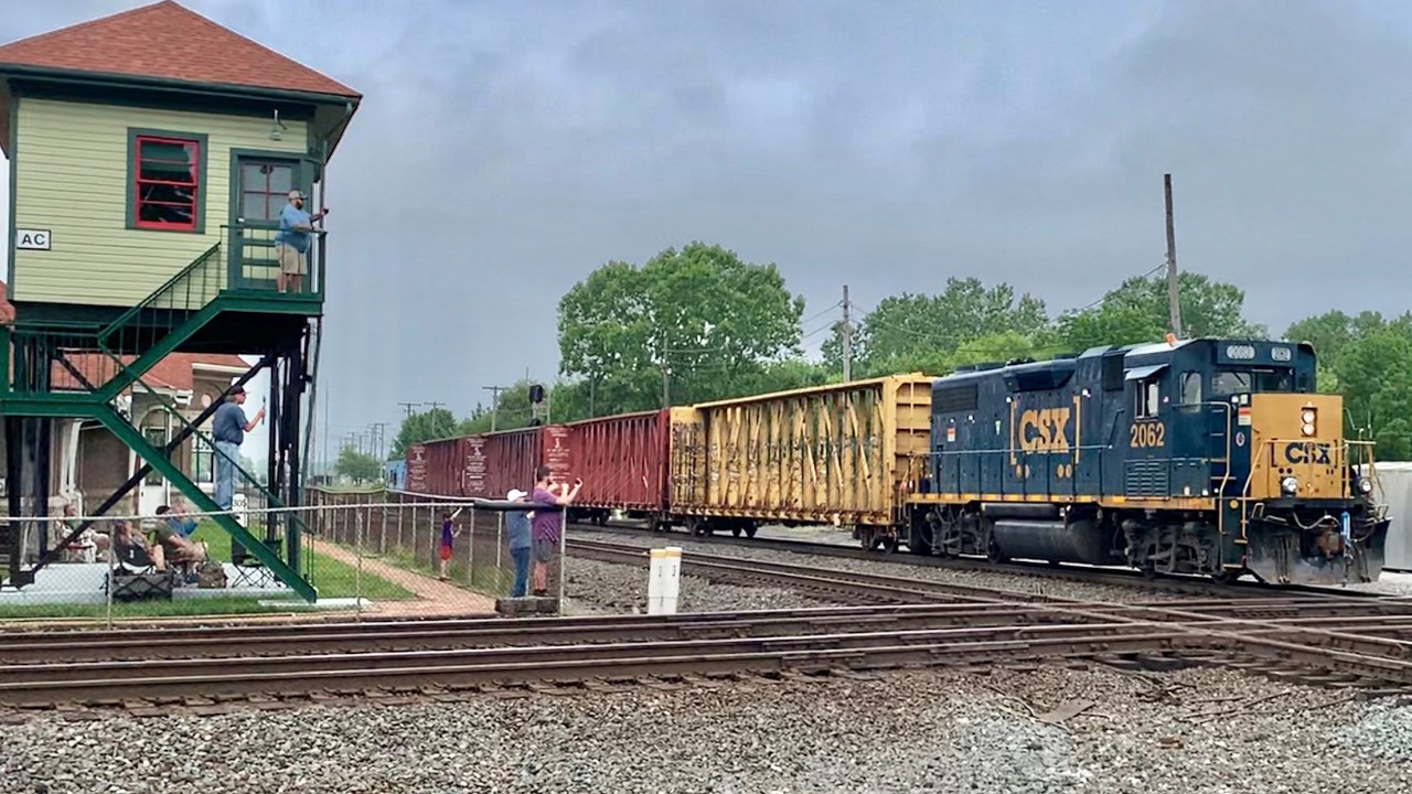 Trains Pounding 8 RR Diamonds, Train Knocks Down The Signal, Railroad Switching & Blue Caboose, Pt 2