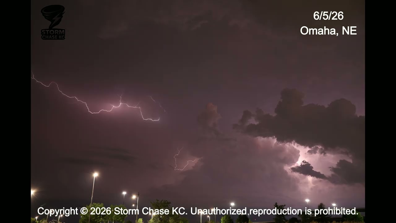 Supercell Lightning Bombardment Stills, Omaha, NE; 6/5/26