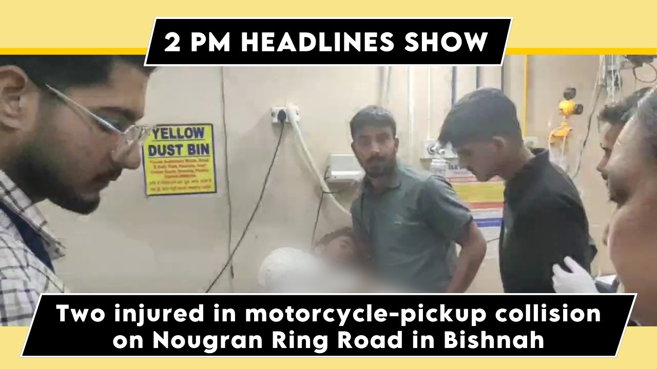 Watch: Two injured in motorcycle-pickup collision on Nougran Ring Road in Bishnah