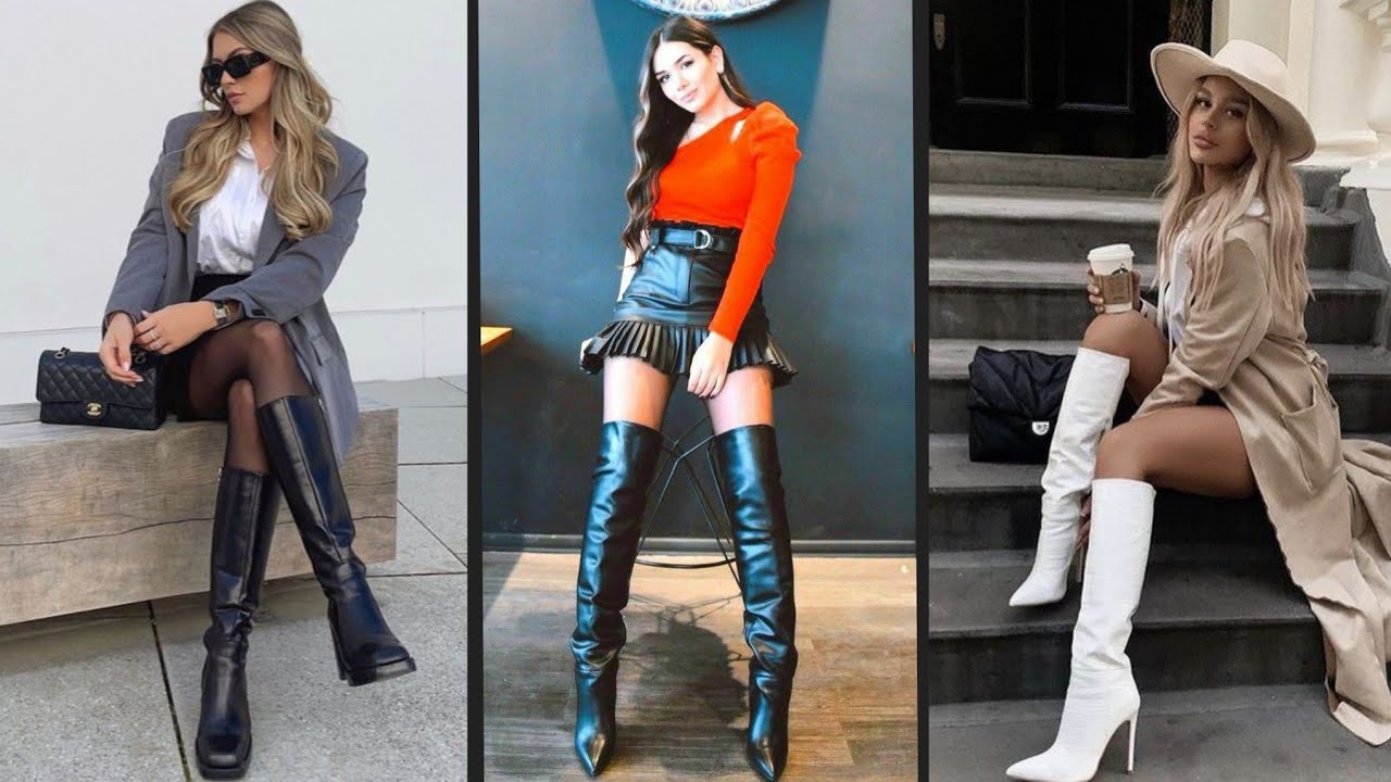 "Elegance in Every Step: Leather Knee-High Stiletto Boots"