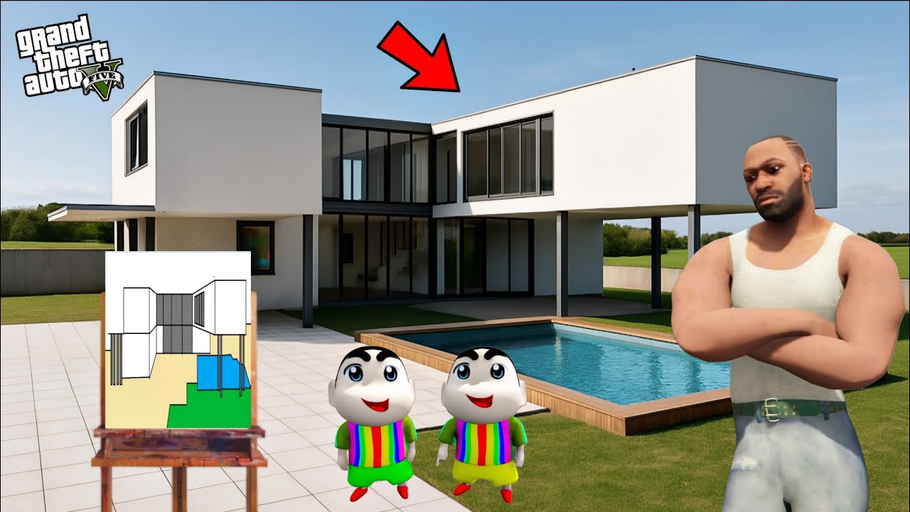 FRANKLIN DRAWING A LUXURY MANSION WITH HELP OF MAGICAL PAINTING BOARD IN GTA 5
