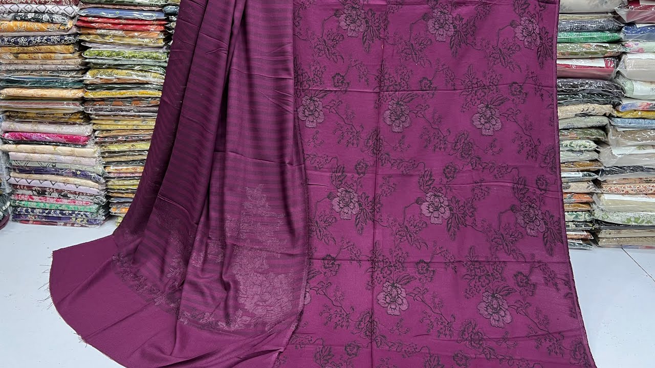 Шерсть Персиковый Бароша Бархат | Бархатная шаль Banarsi | Тиснение 3PC Костюмы | Зимняя коллекци...