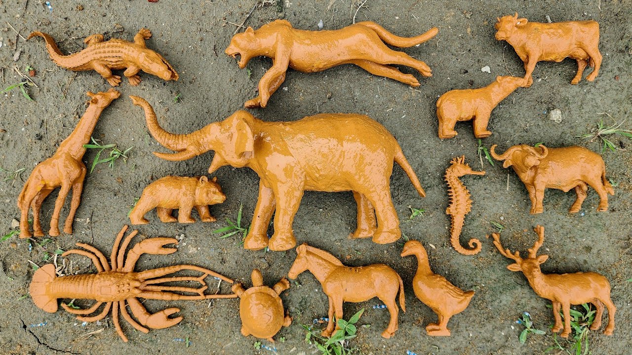 Cleaning Animal Toys, Elephant, Giraffe, Crocodile, Cow, Panda & Cheetah