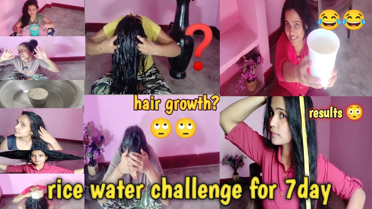 *honest review*Rice water challenge for 7day /rice water for hair growth results 😳 before and after
