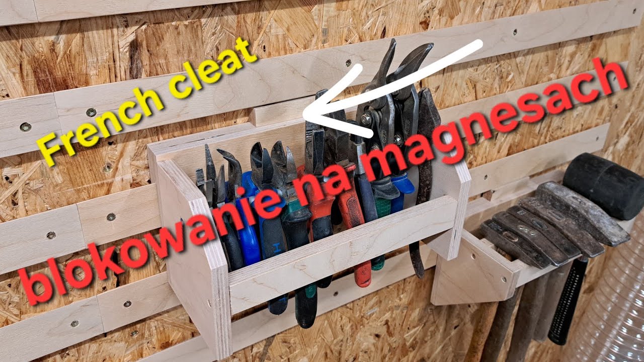 French cleat -Jak zrobić tablice na narzędzia- blokowanie  przed wypadaniem (locking on magnets)