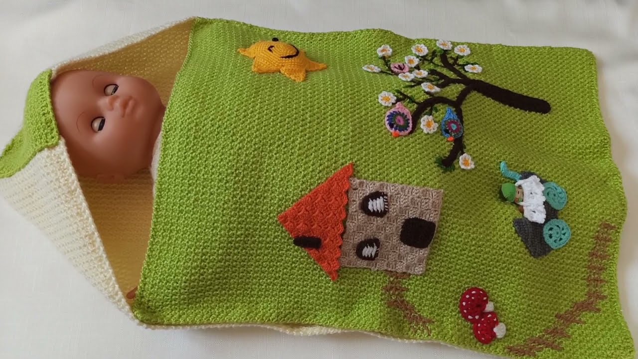 Tığ işi bebek battaniyesi yapımı.Baby blanket, bebek arabası,ana kucağı ve puset için battaniye