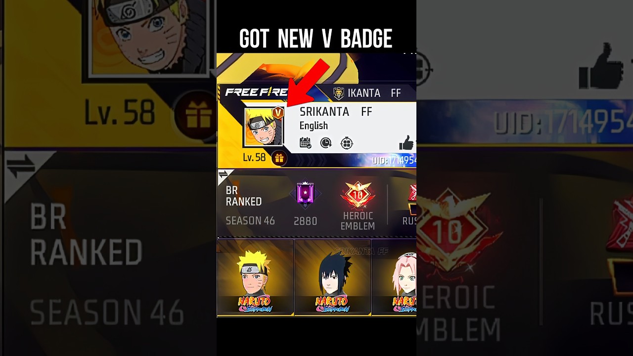 Got New V Badge 🔥 New V Badge Update in Free Fire #srikantaff