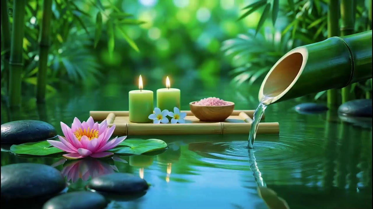Soothing Spa Piano Music 🌿 Relaxing Sleep Music & Nature Sounds, Bamboo Water Fountain, Calm Music