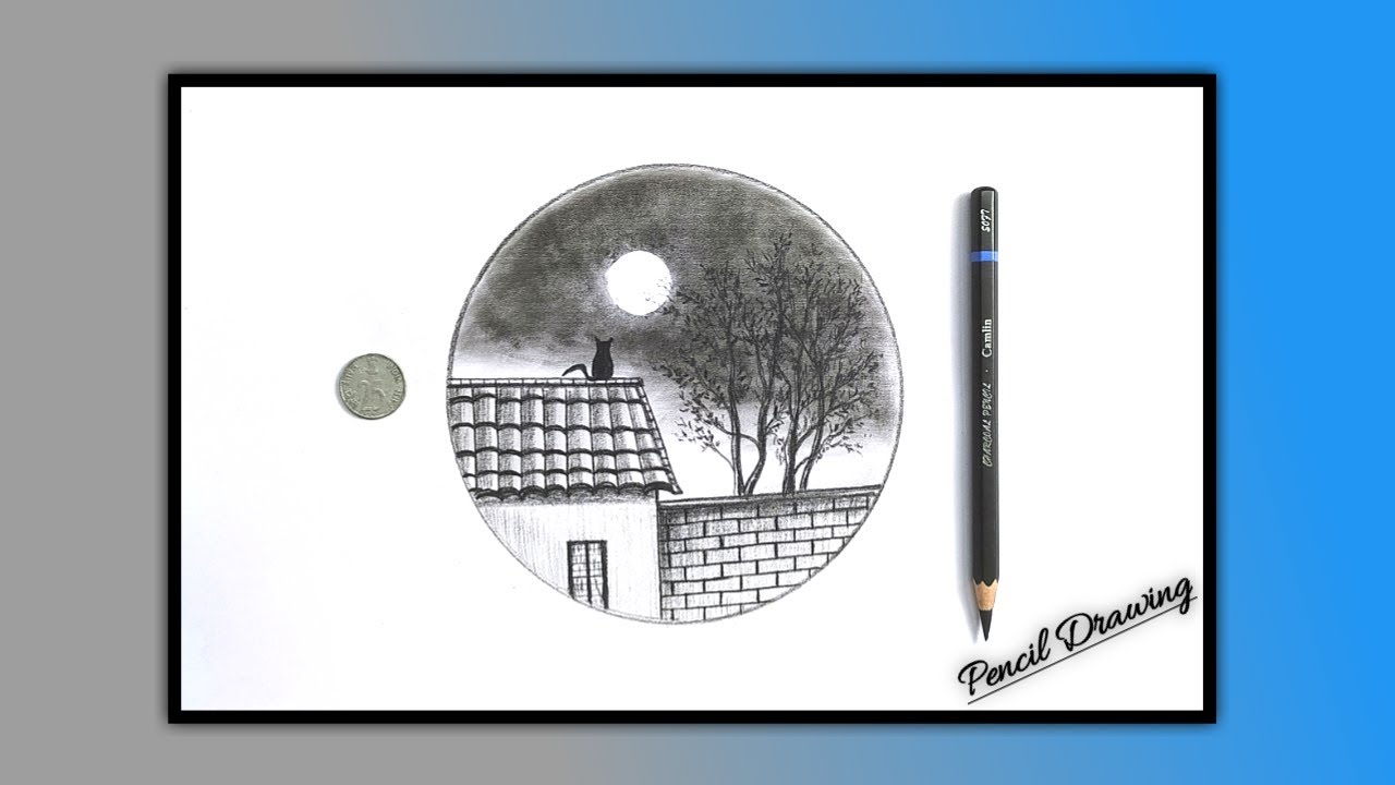 Night Scenery Drawing With Soft Charcoal Pencil | Art by Sanatan Hansda 🔥