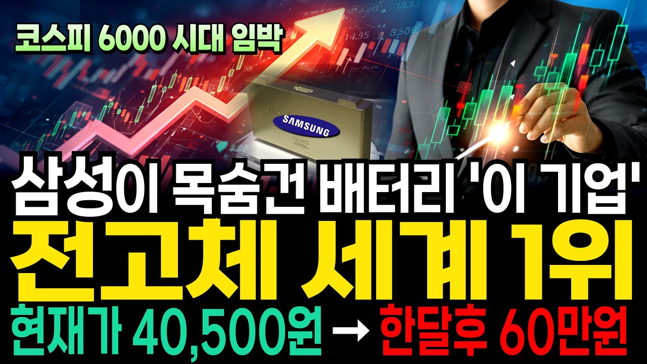[주식] 삼성 휴머노이드 로봇용 전고체 배터리 세계1위 '이 기업' 지분 인수 최대주주된다 #전고체배터리대장주 #전고체배터리관련주