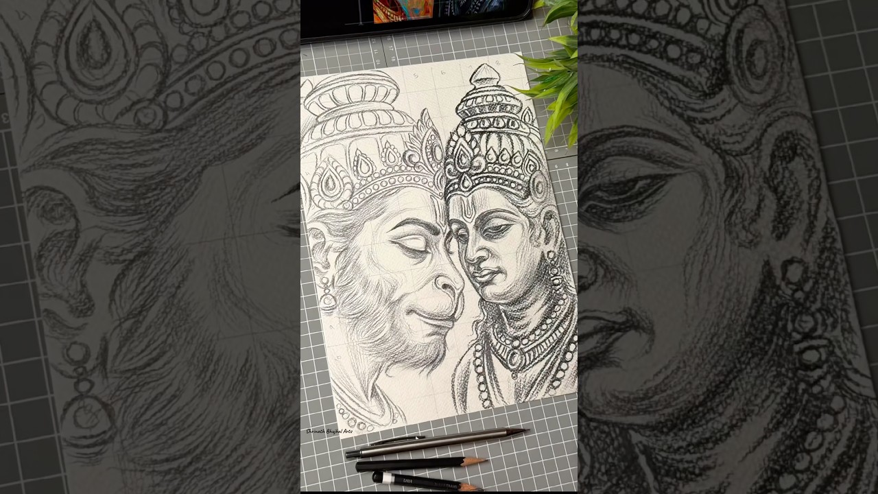 Shree Ram with Hanuman Drawing ✨#shorts #shreeram #hanuman #art #drawing #ram