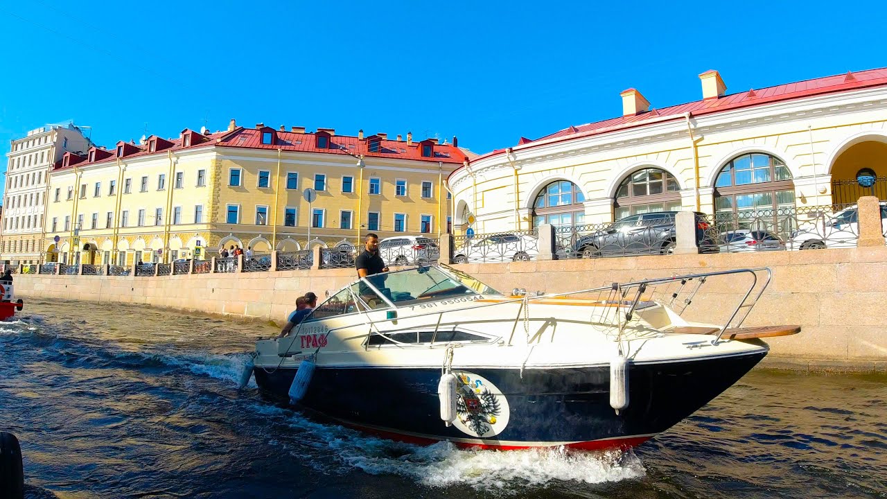 Saint Petersburg Boat Trip // Canal Tour on the Neva River, Russia 4k