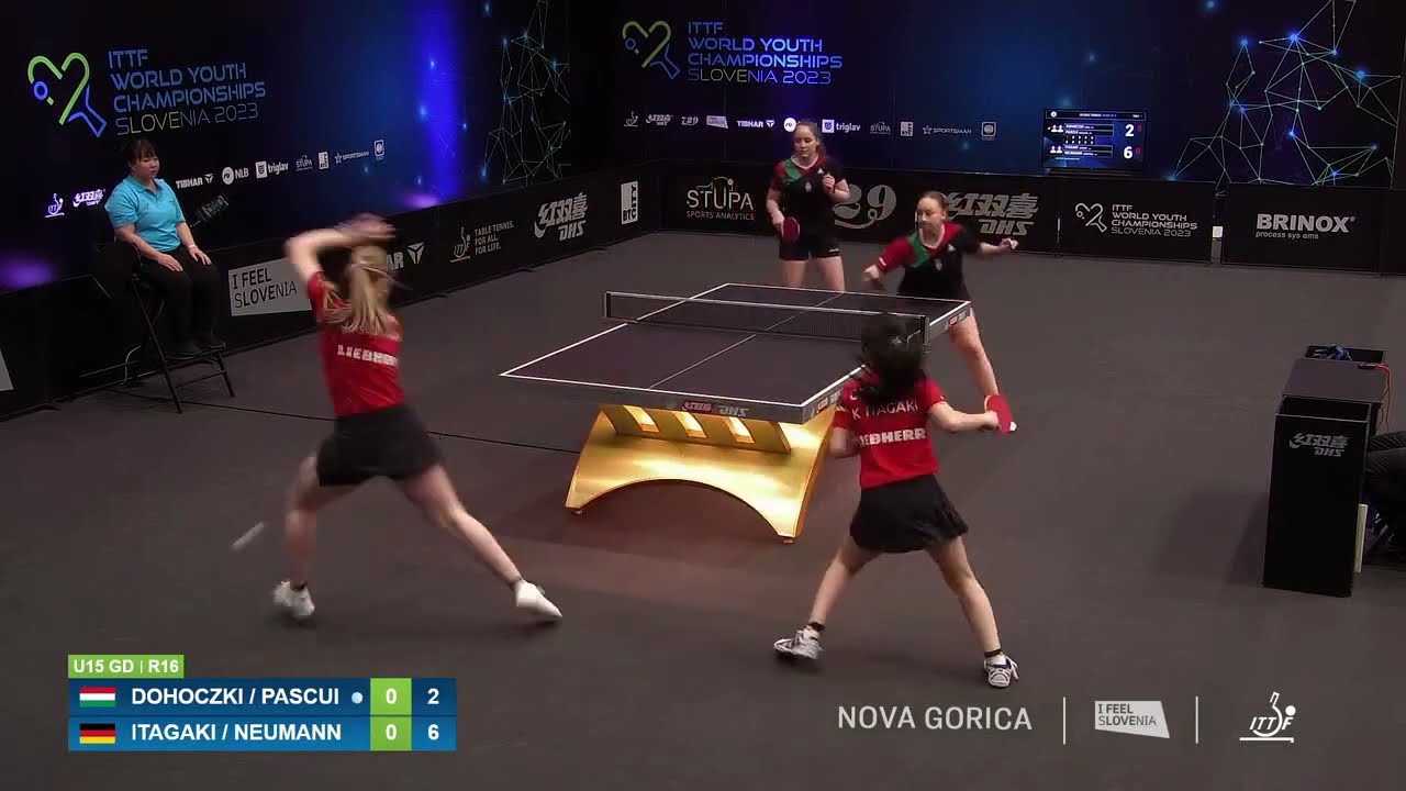 J. Neumann/K. Itagaki (GER) vs Dohoczki/Pascui (HUN) | U15 R16 | 2023 ITTF World Youth Championships