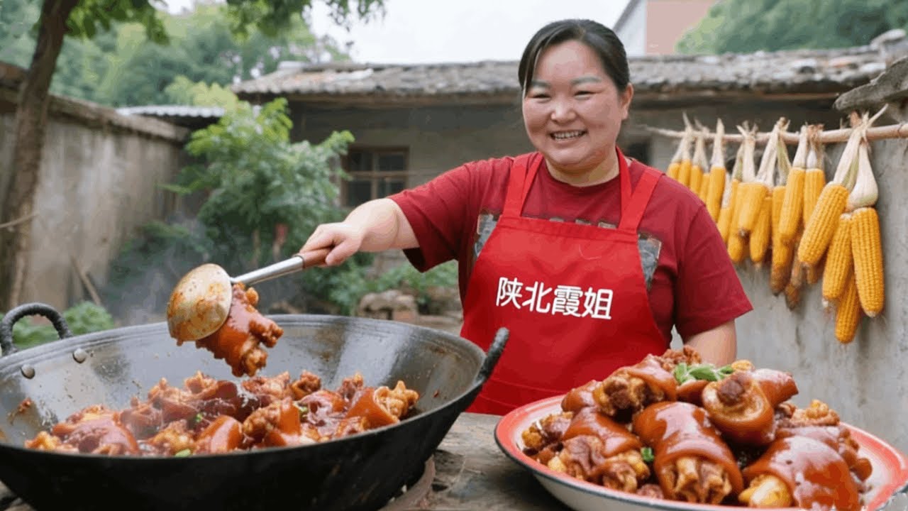 【陕北霞姐】霞姐新菜：红烧猪拐筋。一口软糯肥而不腻，香到跺脚！
