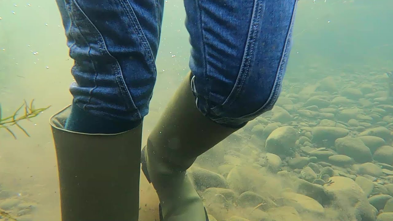 Video 83 - Blue bayou - Taster (leather boots, jeans, waterproof suit, wading, swim, pond, mud, wet)