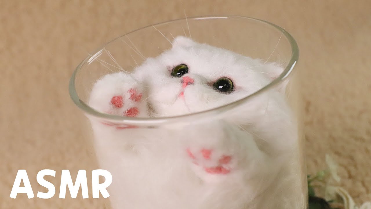 [니들펠트] 컵속에 고양이를 넣는 방법👀💕ㅣ양모펠트 만들기 DIY ASMR