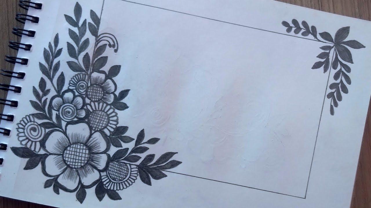 Easy and Simple Border Design for Project | Easy corner Flower Drawing Tutorial For Beginners Simple