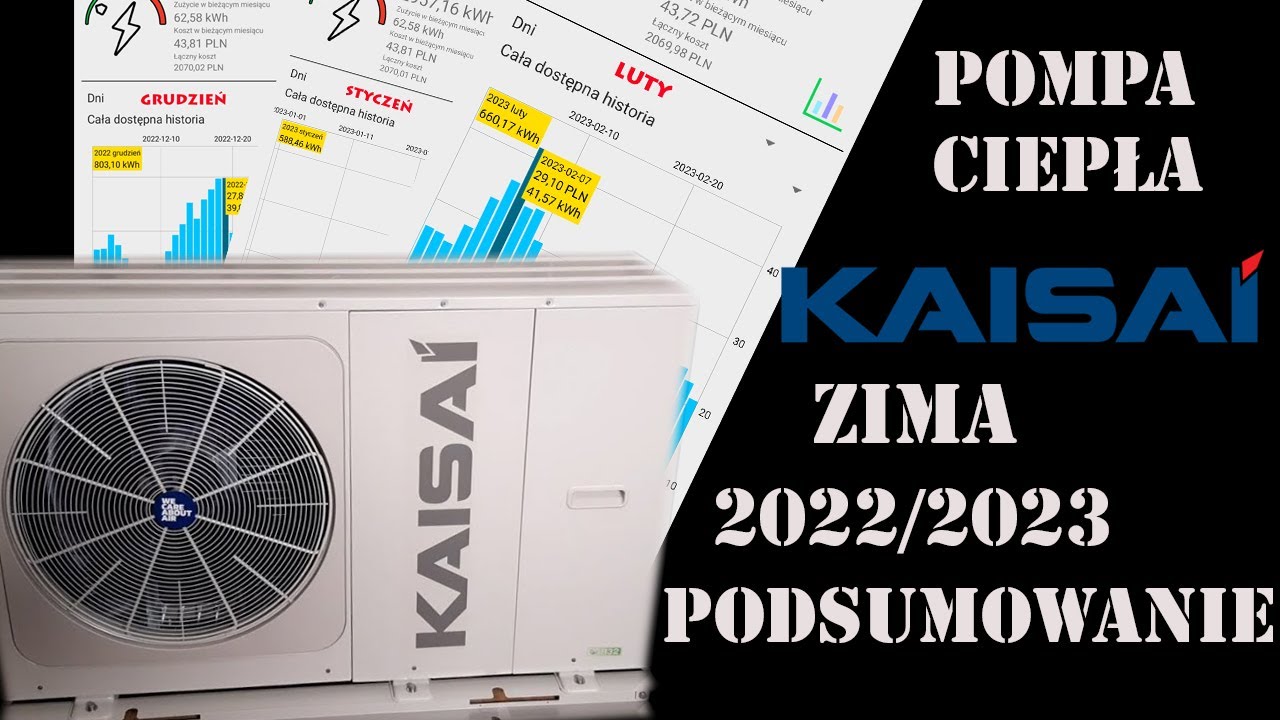 Pompa ciepła Kaisai 10kW - zużycie energii ZIMA 2022/2023 podsumowanie