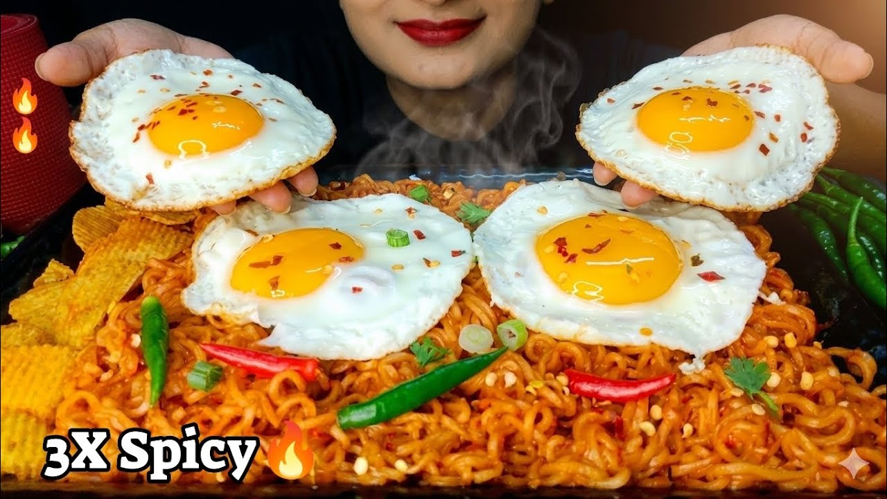 ASMR: Eating Noodles eating challenge 🍝😍 spicy noodles and Maggie eating Mukbang 😋