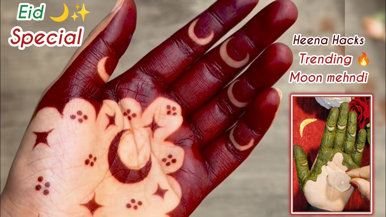 Easy red mehndi Design❤️ | how to make trending Moon mehendi 🌙| Eid special chand Mehandi ka design🤯