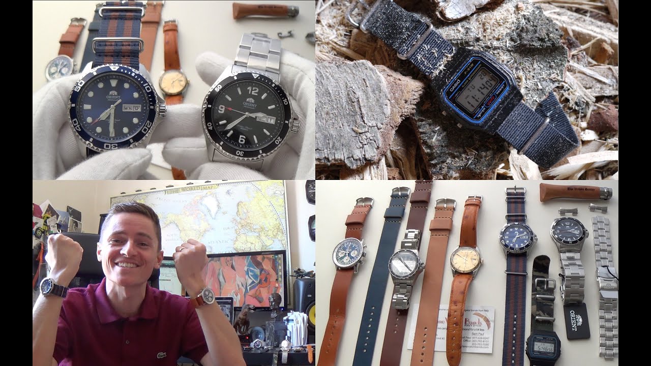 Orient Blue Ray II & Mako II Review, New Leather Straps, Casio F-91W Nato & Marathon Steel Bracelets