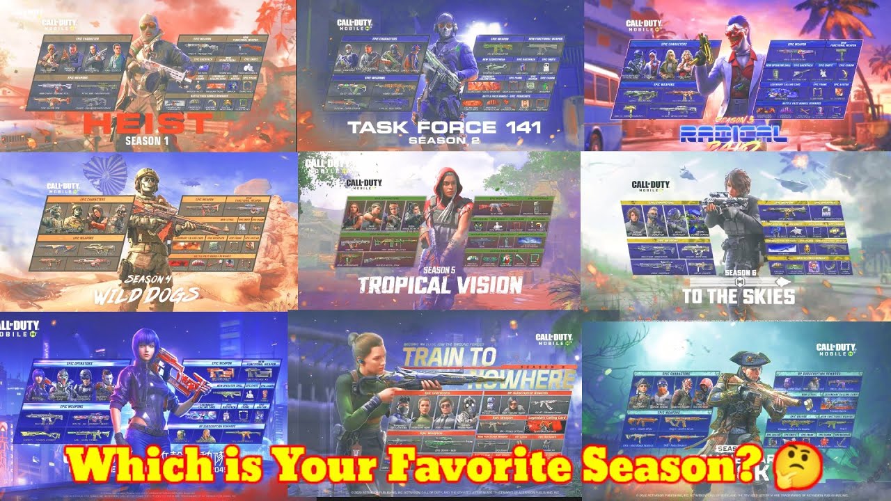 Cod mobile season 1-10 battle pass evolution 2021-2022 | which is your favorite season? 🤔