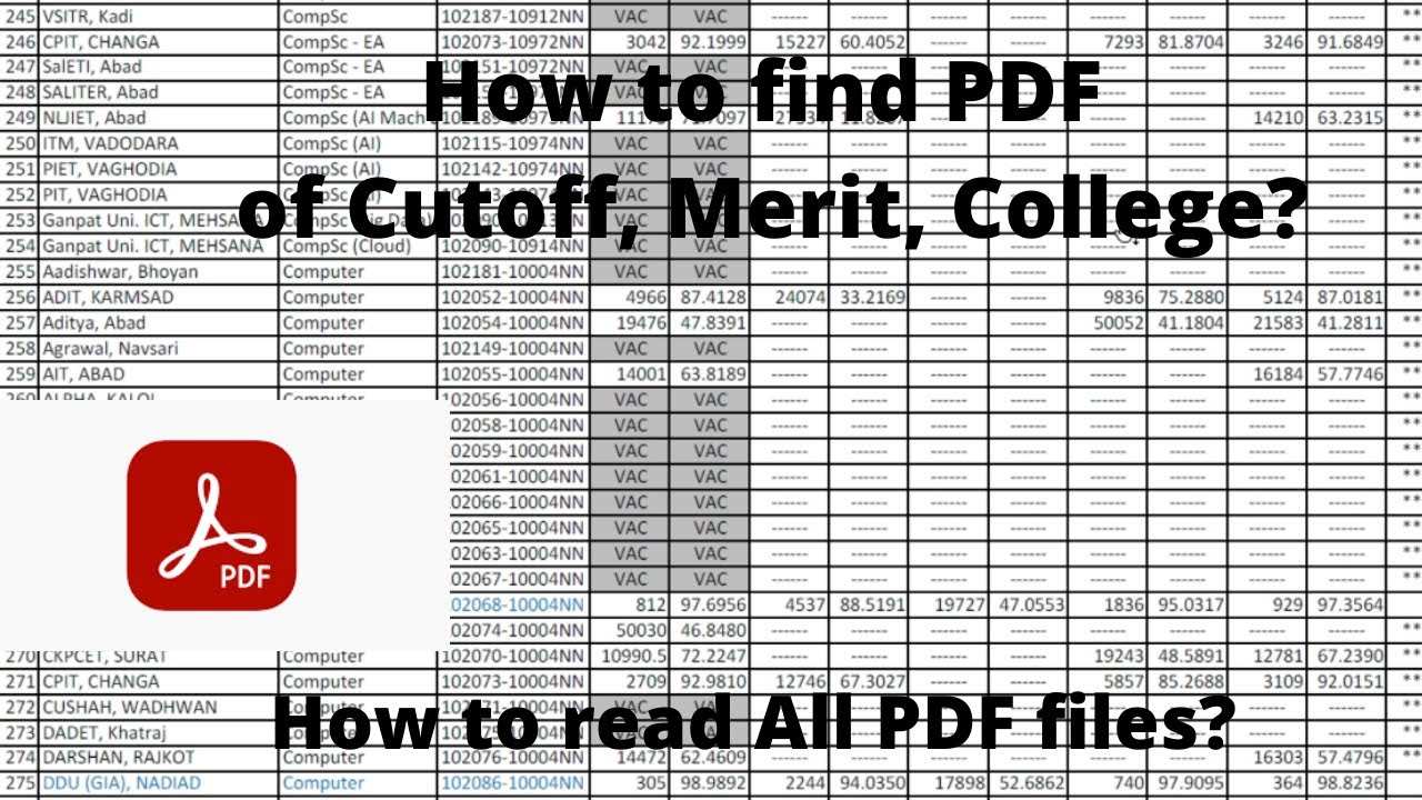 How to find PDF of Cutoff, College, Merit list and how to read PDF?