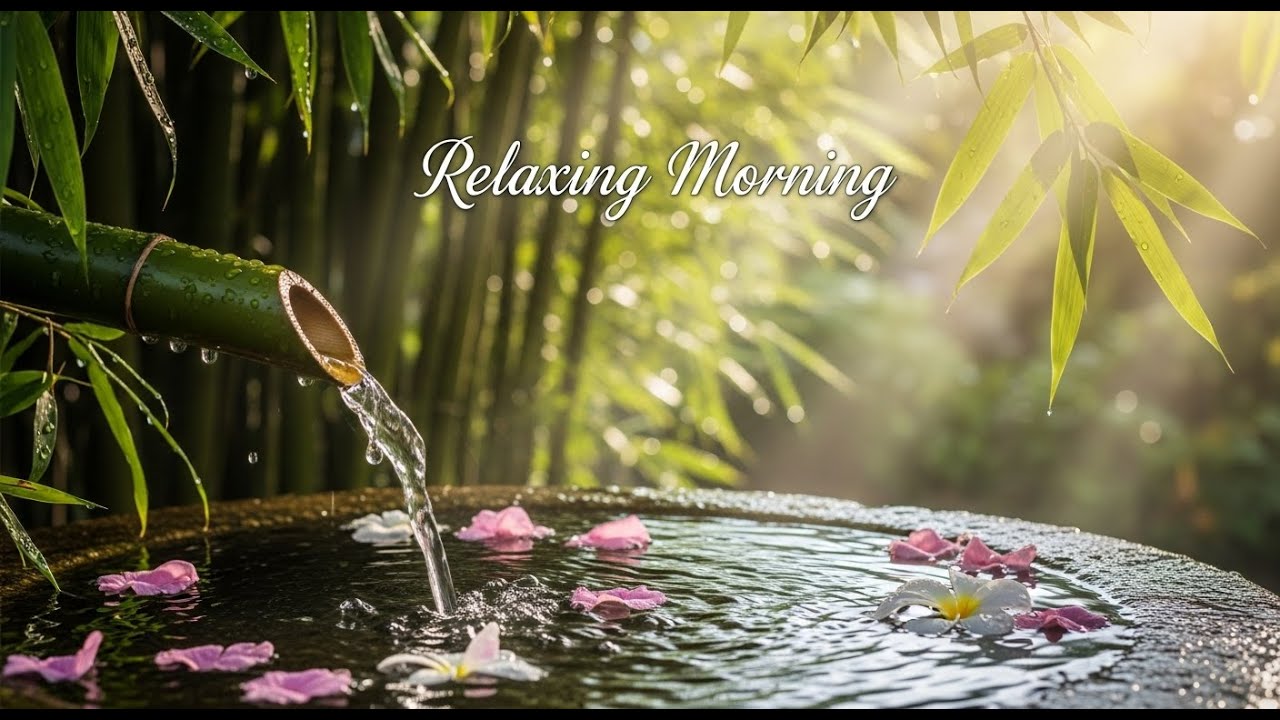 Tranquil Zen River Serenity Bamboo Fountain and Candle Glow for Healing Meditation Sleep Calm